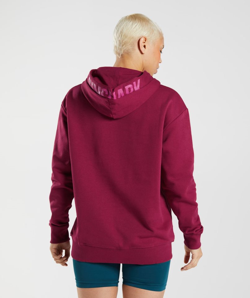 Women's Gymshark Graphics Fraction Hoodie Fuchsia | CA 730165